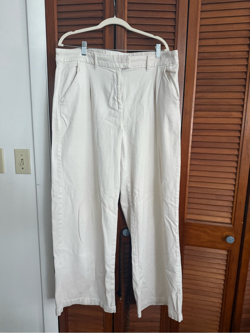 American Eagle Stretch Wide Leg Pants Cream Size 16 Long